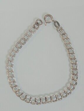 925 Italy Sterling Silver Curb Charm Bracelet
